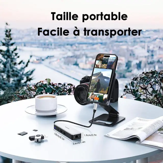 Alt view image 7 of 7 - USB C to Ethernet Adapter 10Gbps Hub with 1* USB-C 2* USB-A 2.5Gbps Ethernet Port for Laptop Type C (Thunderbolt 4/3 Compatible) to Network for MacBook iPad Hp XPS Windows