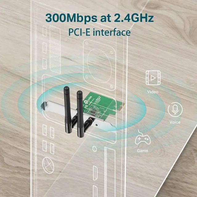 Alt view image 2 of 4 - N300 PCIe WiFi Card (TL-WN881ND) Wireless Network Adapter Card for PC