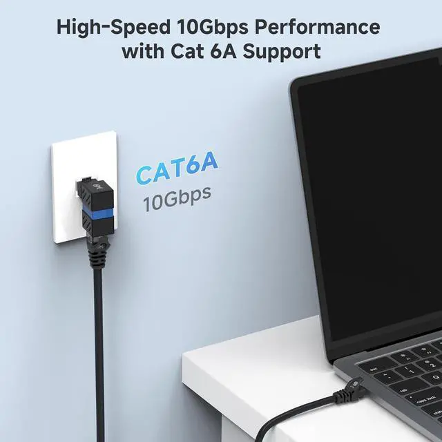 Alt view image 3 of 7 - 2-Pack 10Gbps 360° Rotatable Cat 6A Right Angle Ethernet Adapter Cat6A RJ45 Ethernet Adapter Male to Female