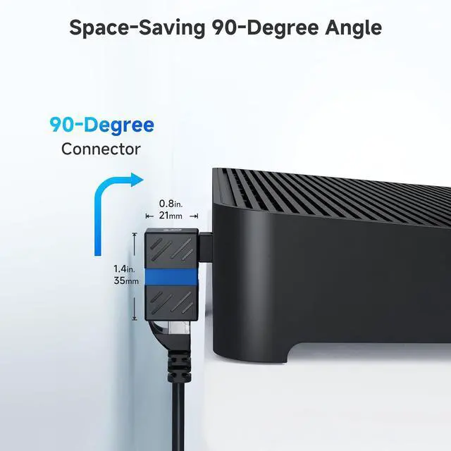 Alt view image 4 of 7 - 2-Pack 10Gbps 360° Rotatable Cat 6A Right Angle Ethernet Adapter Cat6A RJ45 Ethernet Adapter Male to Female