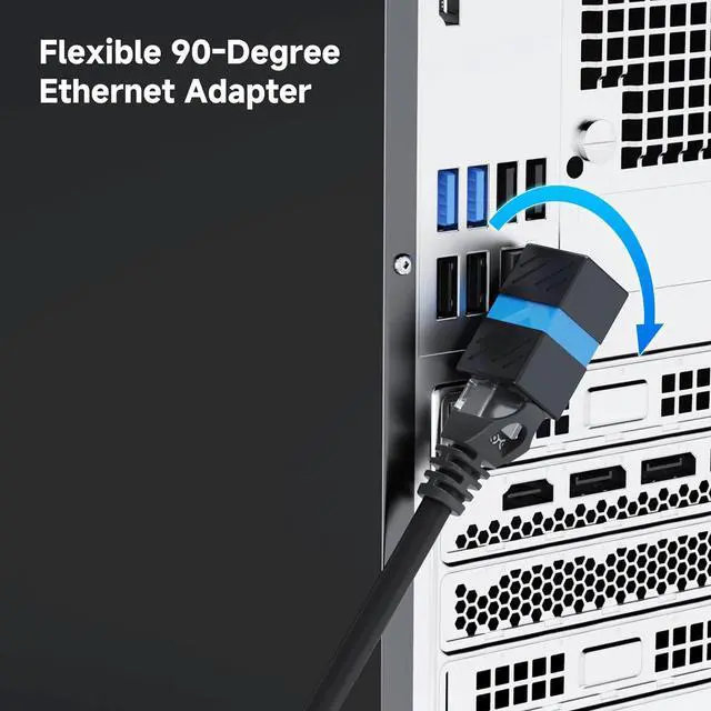 Alt view image 5 of 7 - 2-Pack 10Gbps 360° Rotatable Cat 6A Right Angle Ethernet Adapter Cat6A RJ45 Ethernet Adapter Male to Female