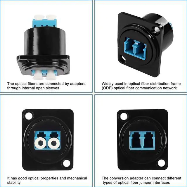 Alt view image 4 of 7 - LC to LC Fiber Optic Panel Mount Adapter Connector D-Type LC Female to Female Coupler Single-Mode Multimode Module Socket for Fiber Optic Network LAN LC Patch Panel-1 PCS