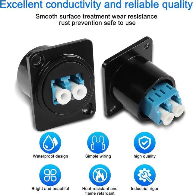 Alt view image 3 of 7 - LC to LC Fiber Optic Panel Mount Adapter Connector D-Type LC Female to Female Coupler Single-Mode Multimode Module Socket for Fiber Optic Network LAN LC Patch Panel-1 PCS