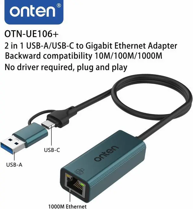 Alt view image 4 of 6 - USB-A and USB-C to Ethernet Adapter Driver Free RJ45 to USB C or USB A Gigabit Ethernet LAN Network Adapter for Windows Mac OS iOS and More