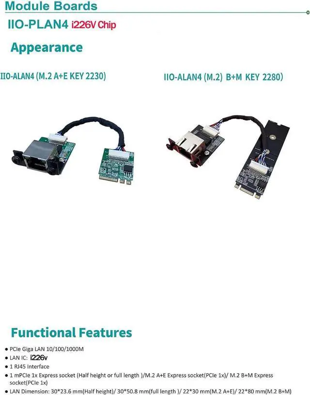 Alt view image 5 of 7 - M.2 A E Key to 2.5 Gigabit Ethernet Module i225v i226v 2.5G Ethernet Server NIC 10/100/1000/25000 Mbps RJ45 LAN Multi-Gigabit M.2 Network Card Support 2230 (15CM i226 M.2 A+E Key)