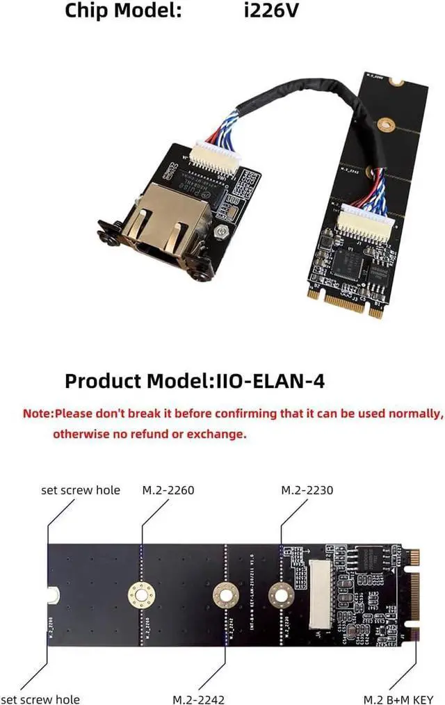 Alt view image 6 of 7 - M.2 A E Key to 2.5 Gigabit Ethernet Module i225v i226v 2.5G Ethernet Server NIC 10/100/1000/25000 Mbps RJ45 LAN Multi-Gigabit M.2 Network Card Support 2230 (15CM i226 M.2 A+E Key)