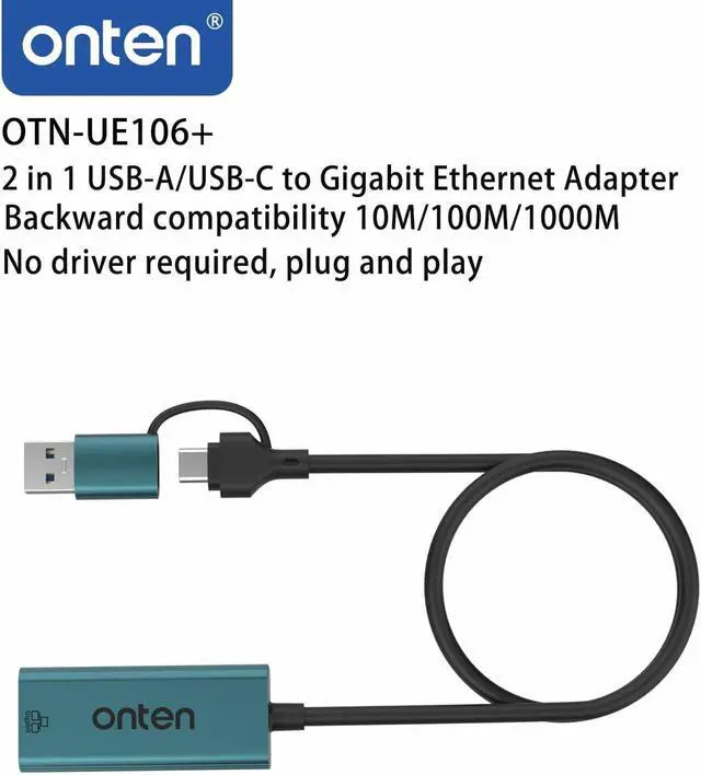 Alt view image 3 of 6 - USB-A and USB-C to Ethernet Adapter Driver Free RJ45 to USB C or USB A Gigabit Ethernet LAN Network Adapter for Windows Mac OS iOS and More