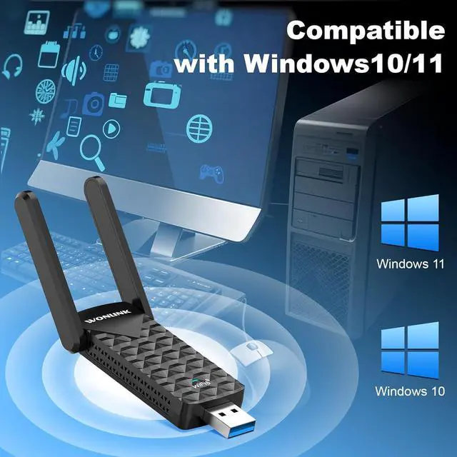 Alt view image 5 of 7 - AX1800 USB WiFi 6 Adapter NA1602 Dual Band WiFi Adapter for Desktop pc with 2 Antennas WPA3MU-MIMO2.4GHz/5GHz USB 3.0 WiFi Dongle Compatible with Windows 10/11