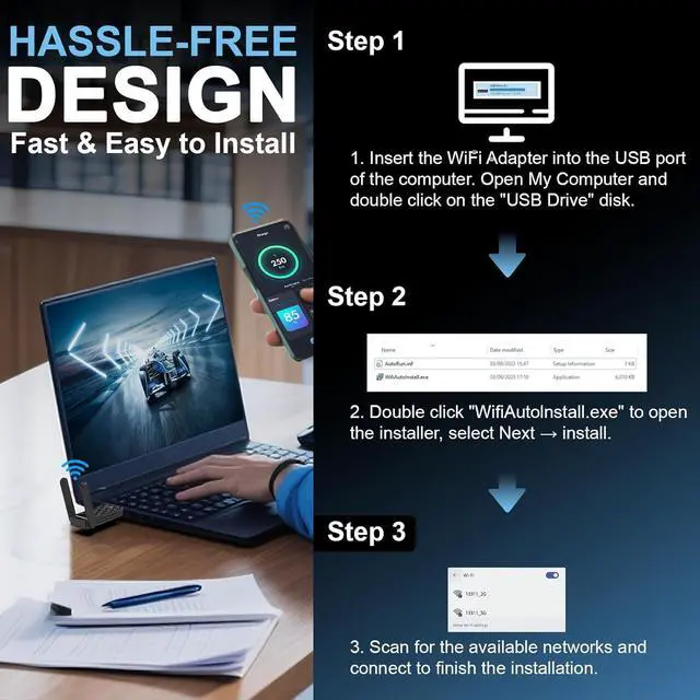 Alt view image 7 of 7 - AX1800 USB WiFi 6 Adapter NA1602 Dual Band WiFi Adapter for Desktop pc with 2 Antennas WPA3MU-MIMO2.4GHz/5GHz USB 3.0 WiFi Dongle Compatible with Windows 10/11
