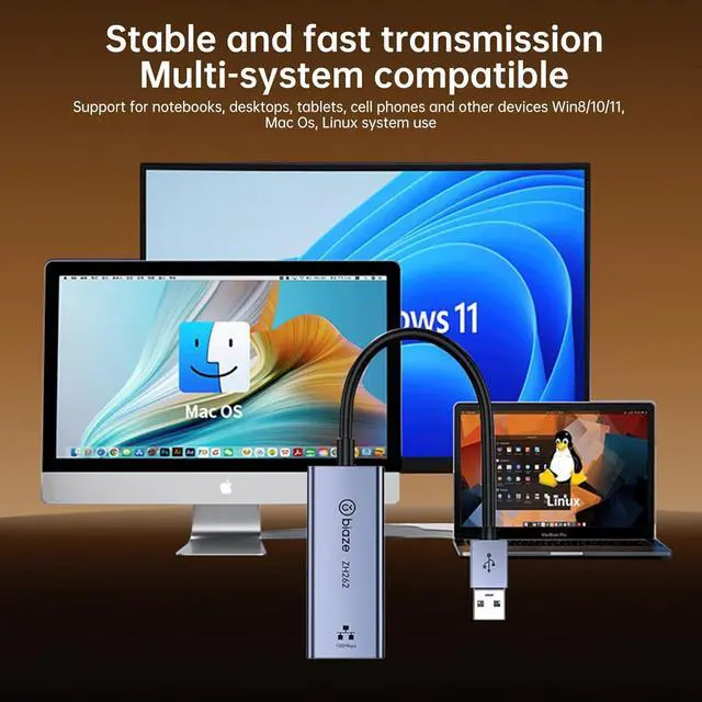 Alt view image 4 of 7 - USB to Ethernet Adapter, USB to RJ45 LAN Converter, 100Mbps Fast Wired Network Adapter for Laptop, PC, macOS, Windows, Linux - Compact Aluminum Shell, Plug & Play