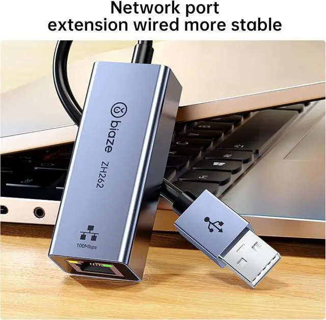 Alt view image 5 of 7 - USB to Ethernet Adapter, USB to RJ45 LAN Converter, 100Mbps Fast Wired Network Adapter for Laptop, PC, macOS, Windows, Linux - Compact Aluminum Shell, Plug & Play