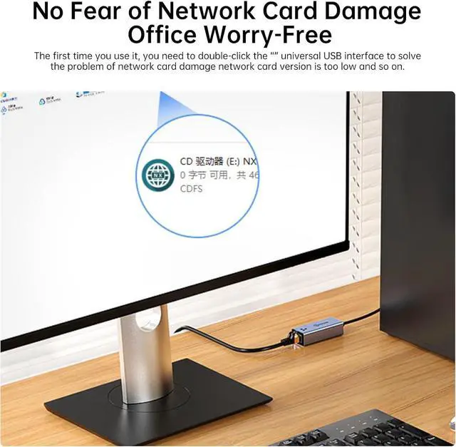 Alt view image 6 of 7 - USB to Ethernet Adapter, USB to RJ45 LAN Converter, 100Mbps Fast Wired Network Adapter for Laptop, PC, macOS, Windows, Linux - Compact Aluminum Shell, Plug & Play