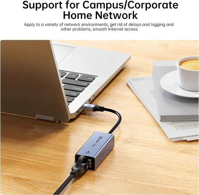 Alt view image 7 of 7 - USB to Ethernet Adapter, USB to RJ45 LAN Converter, 100Mbps Fast Wired Network Adapter for Laptop, PC, macOS, Windows, Linux - Compact Aluminum Shell, Plug & Play