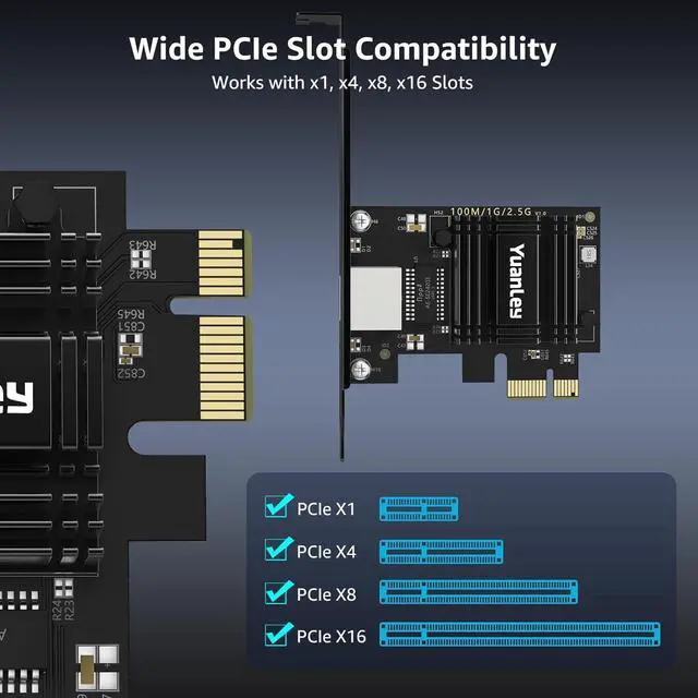 Alt view image 5 of 6 - 2.5G PCIe Network Card 2.5 Gigabit PCI Express Ethernet Adapter with Realtek RTL8125B 2500Mbps NIC Card RJ45 LAN Controller for PC Windows/Linux/MAC OS with Low-Profile Bracket
