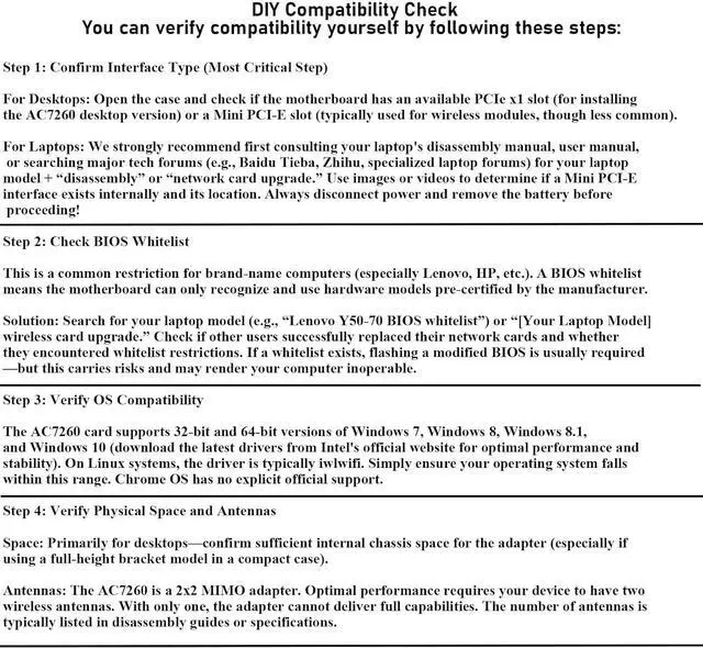 Alt view image 5 of 7 - Dual Band Wirless- Intel 7260.HMW Dual Band Wireless Card-AC 7260 Network Adapter+Bluetooth 4.0 USE for Intel AC Half Mini Pcie Card 802.11 b/a/g/n/ac(1 Pack)