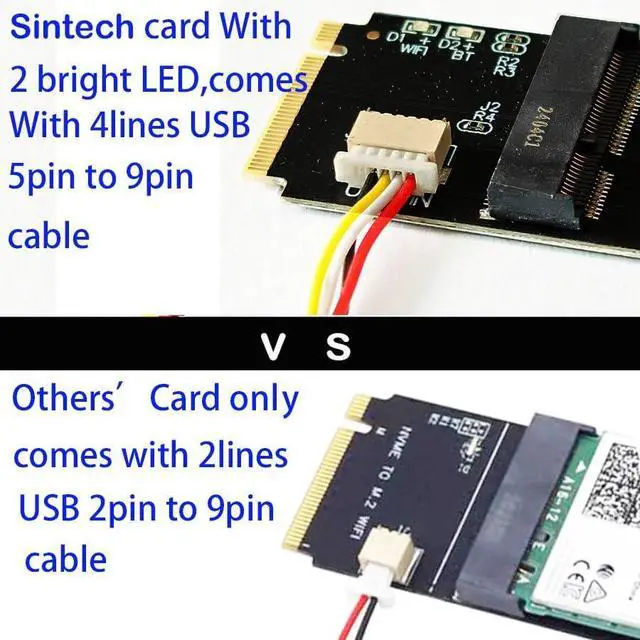 Alt view image 2 of 5 - M.2 M-Key M.2 A/E Key,NGFF Key-E Card to M.2 Key M Adapter Card Compatible with Intel 7260,8260,9260