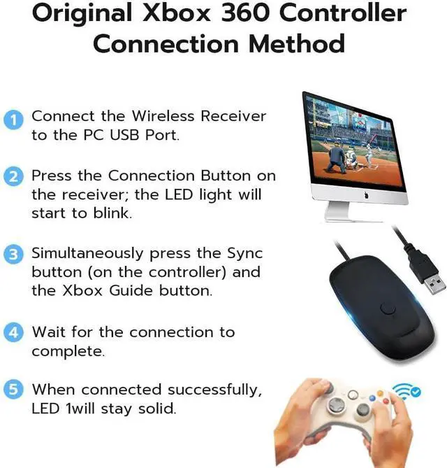 Alt view image 5 of 6 - Wireless USB 2.0 Gaming Receiver Adapter for Microsoft Xbox 360 Desktop PC Laptop Gaming - Black