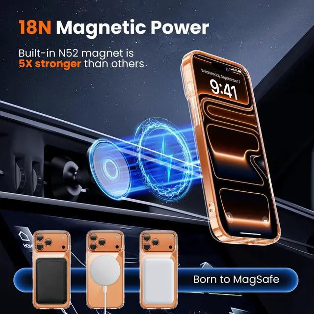 Alt view image 4 of 7 - 3 in 1 for iPhone 17 Pro Max Case Clear Fits MagSafe Not Yellowing Screen Protector*1 Camera Lens Protector*1 Military-Grade Protection for Phone Cover 6.9 inch