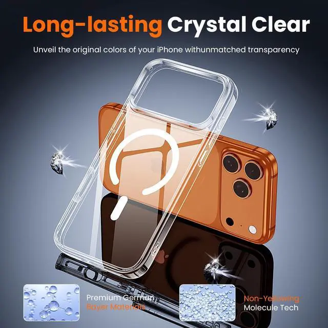 Alt view image 6 of 7 - 3 in 1 for iPhone 17 Pro Max Case Clear Fits MagSafe Not Yellowing Screen Protector*1 Camera Lens Protector*1 Military-Grade Protection for Phone Cover 6.9 inch