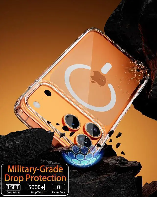 Alt view image 3 of 7 - for iPhone 17 Pro Max Case Compatible with MagSafe Magnetic Slim Cover Anti-Yellowing & Shockproof Full Camera Protection Includes Screen & Lens Protectors Clear Protective Case