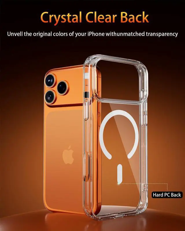 Alt view image 6 of 7 - for iPhone 17 Pro Max Case Compatible with MagSafe Magnetic Slim Cover Anti-Yellowing & Shockproof Full Camera Protection Includes Screen & Lens Protectors Clear Protective Case