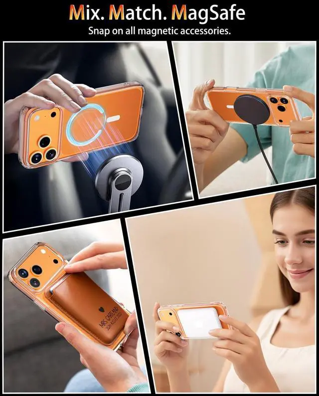 Alt view image 7 of 7 - for iPhone 17 Pro Max Case Compatible with MagSafe Magnetic Slim Cover Anti-Yellowing & Shockproof Full Camera Protection Includes Screen & Lens Protectors Clear Protective Case