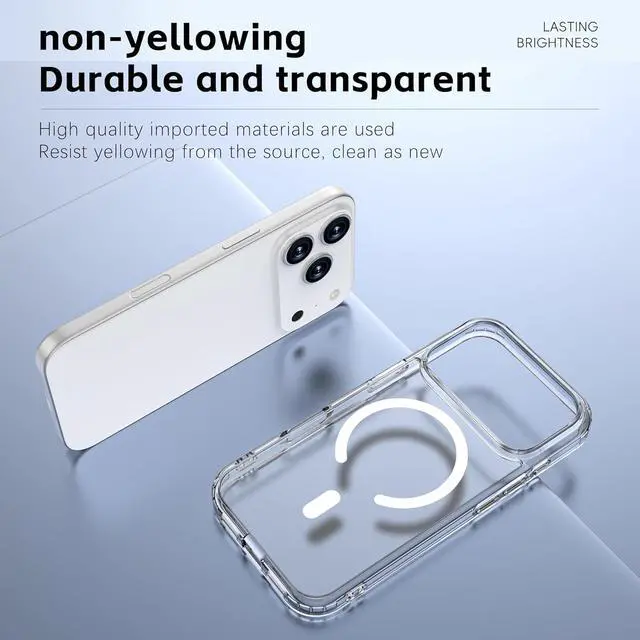 Alt view image 3 of 6 - Magnetic for iPhone 17 Pro Max Case [Compatible with Magsafe] [Anti-Yellowing] Shockproof Military-Grade Protection Slim Phone Case for iPhone 17 Pro Max Clear