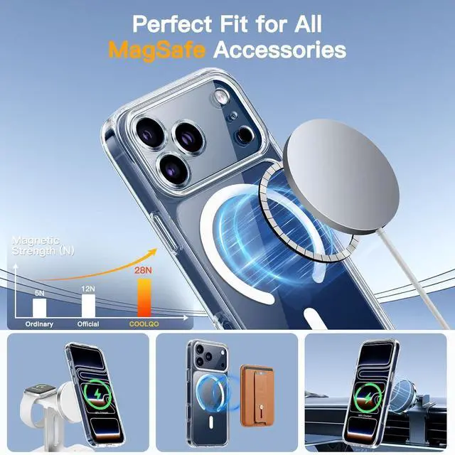 Alt view image 5 of 6 - Magnetic for iPhone 17 Pro Max Case Non-Yellowing Screen Protector + Camera Lens Protector Compatible with MagSafe Dual-Layer Military Grade 17 FT Drop Shockproof Protection Phone Cover Clear
