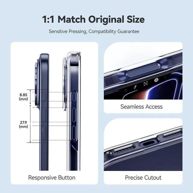 Alt view image 7 of 7 - for iPhone 17 Pro Max Case Crystal Clear Patented Anti-Yellow & Virgin TPU 15FT Military-Grade Drop Protection Slim Transparent Women Men Funda para for iPhone 17 Pro Max Case 6.9 Clear