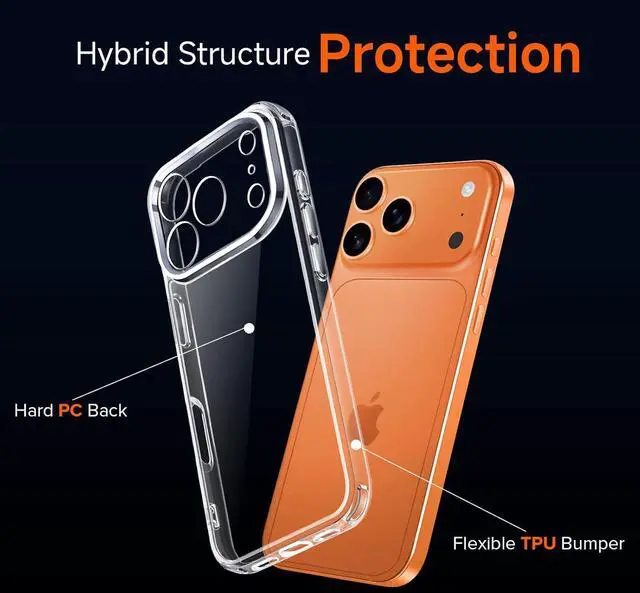 Alt view image 4 of 7 - 3-in-1 Clear Case Designed for iPhone 17 Pro 6.3 2025 with 2 Pack Tempered Glass Screen Protector Military Shockproof Hard Back Slim for iPhone 17 Pro Cover - Clear