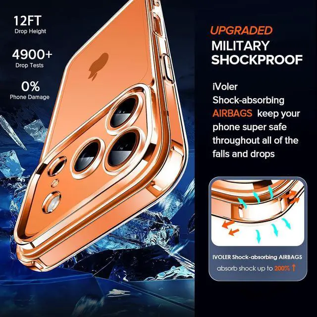 Alt view image 5 of 7 - 3-in-1 Clear Case Designed for iPhone 17 Pro 6.3 2025 with 2 Pack Tempered Glass Screen Protector Military Shockproof Hard Back Slim for iPhone 17 Pro Cover - Clear