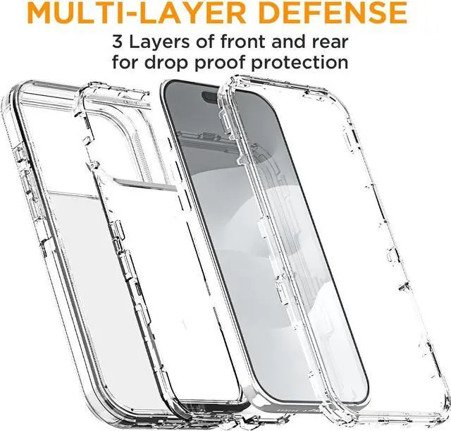 Alt view image 2 of 7 - for iPhone 17 Pro Max Case Clear 3 in 1 Heavy Duty Drop Protection Full Body Rugged Shockproof/Dust Proof 3-Layer Military Protective Tough Durable Cover for iPhone 17 Pro Max 6.9_1