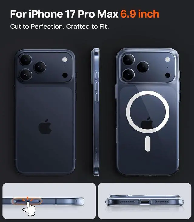 Alt view image 2 of 7 - Magnetic Slim-Fit for iPhone 17 PRO MAX Case Ultra-Thin 17 ProMax Phone Case Compatible with MagSafe Light Anti-Scratch Matte Hard PC Bayer 6.9 inch OriginFit Clear