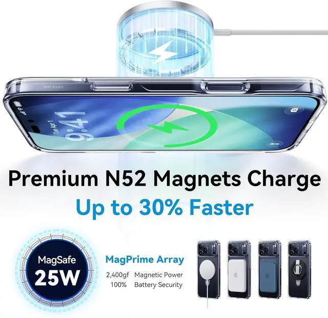 Alt view image 7 of 7 - Ultra Magnetic Stand for iPhone 17 Pro Case Clear [Compatible with MagSafe] [16FT Military-Grade Protection] Transparent Slim Phone Ring 17 Pro Phone Cover 6.3 inch Clear