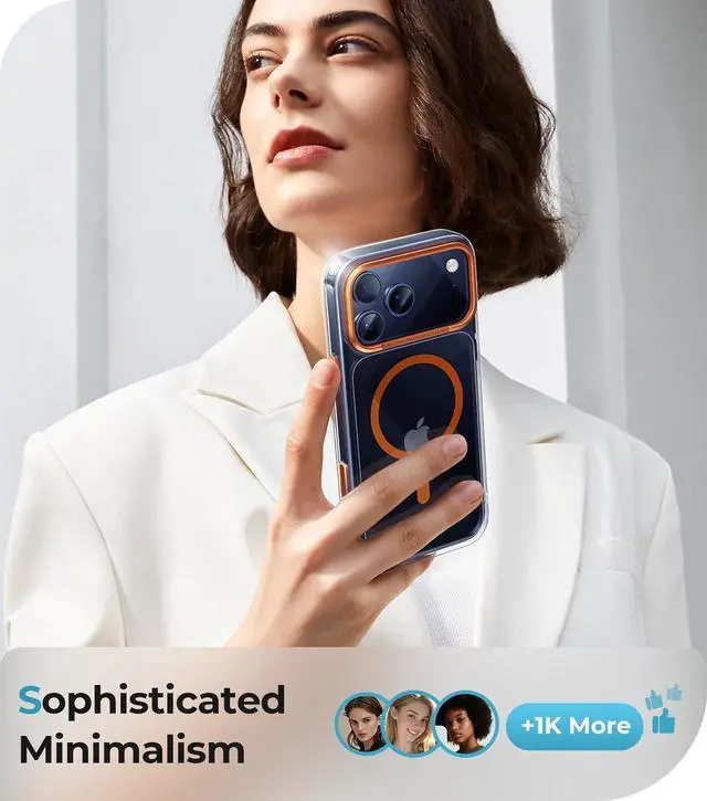 Alt view image 3 of 7 - for iPhone 17 Pro Max Case Clear Orange - Aluminum Camera Frame Magnetic 17 Pro Max Case Fit for Mag Safe Camera Control Transparent Military Shockproof Phone Cover for iPhone 17 Pro Max