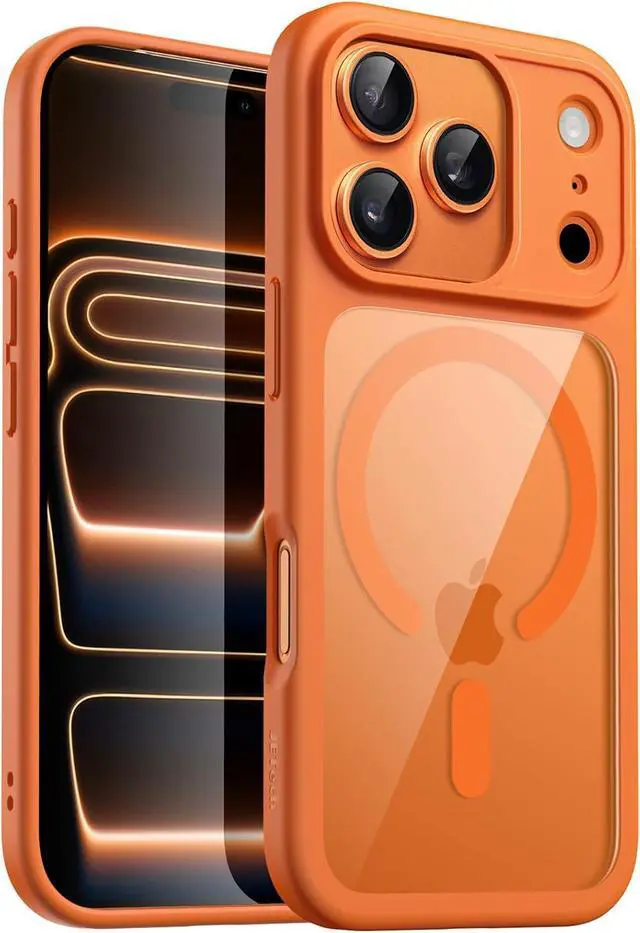 Main image of Magnetic Case for iPhone 17 Pro Max 6.9-Inch Compatible with MagSafe Shockproof Phone Bumper Cover Solid Color Matte TPU Frame Anti-Scratch Clear Back (Orange)