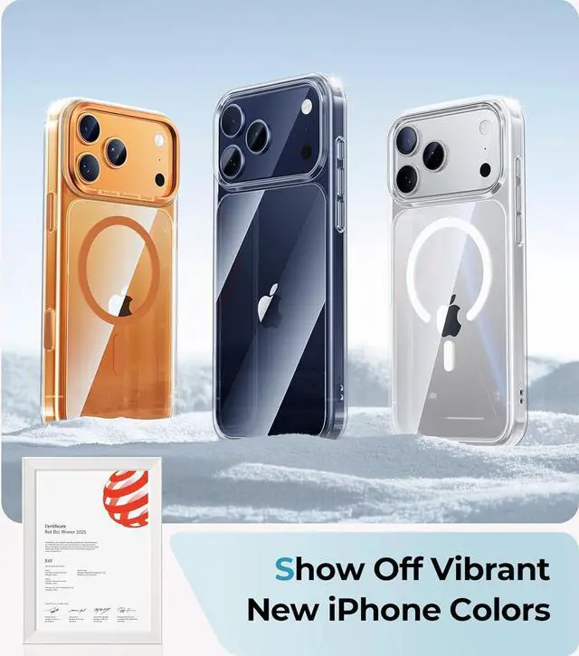 Alt view image 7 of 7 - for iPhone 17 Pro Max Case Clear Orange - Aluminum Camera Frame Magnetic 17 Pro Max Case Fit for Mag Safe Camera Control Transparent Military Shockproof Phone Cover for iPhone 17 Pro Max