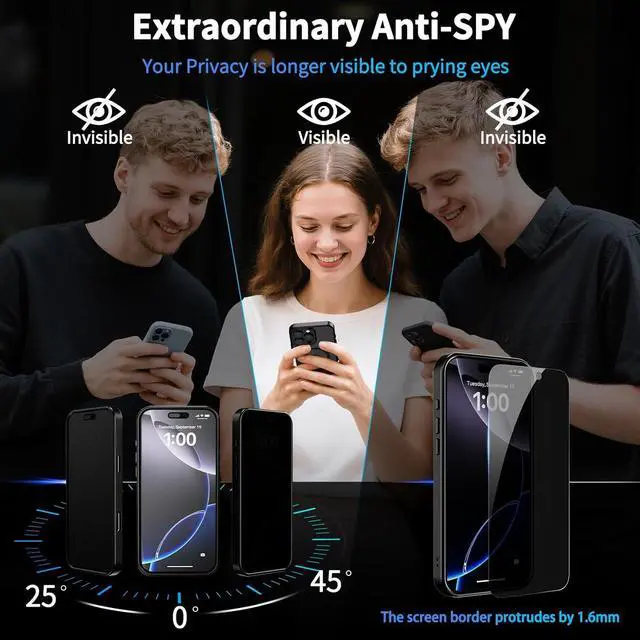 Alt view image 3 of 7 - Magnetic for iPhone 17 Pro Max Clear Case with Privacy Screen Protector [Non-Yellowing] Shockproof Slim Cover Compatible with MagSafe Magnetic for iPhone 17 ProMax 6.9 5G Cover-Transparent