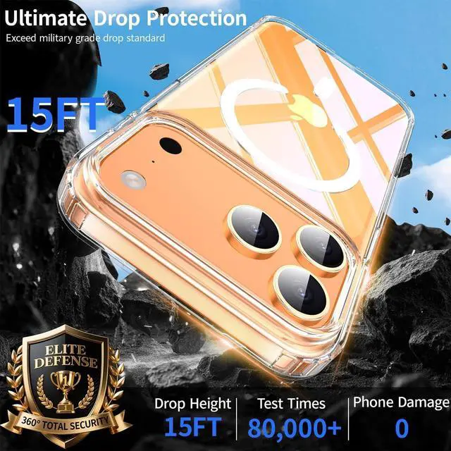 Alt view image 4 of 7 - Magnetic for iPhone 17 Pro Max Clear Case with Privacy Screen Protector [Non-Yellowing] Shockproof Slim Cover Compatible with MagSafe Magnetic for iPhone 17 ProMax 6.9 5G Cover-Transparent