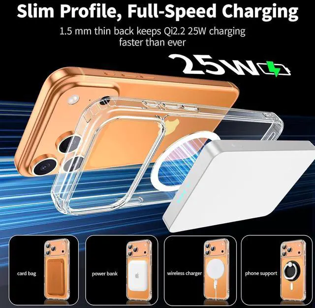 Alt view image 5 of 7 - Magnetic for iPhone 17 Pro Max Clear Case with Privacy Screen Protector [Non-Yellowing] Shockproof Slim Cover Compatible with MagSafe Magnetic for iPhone 17 ProMax 6.9 5G Cover-Transparent