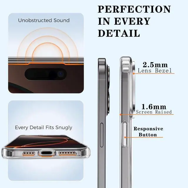 Alt view image 6 of 7 - Magnetic for iPhone 17 Pro Max Clear Case with Privacy Screen Protector [Non-Yellowing] Shockproof Slim Cover Compatible with MagSafe Magnetic for iPhone 17 ProMax 6.9 5G Cover-Transparent