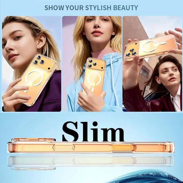 Alt view image 7 of 7 - Magnetic for iPhone 17 Pro Max Clear Case with Privacy Screen Protector [Non-Yellowing] Shockproof Slim Cover Compatible with MagSafe Magnetic for iPhone 17 ProMax 6.9 5G Cover-Transparent