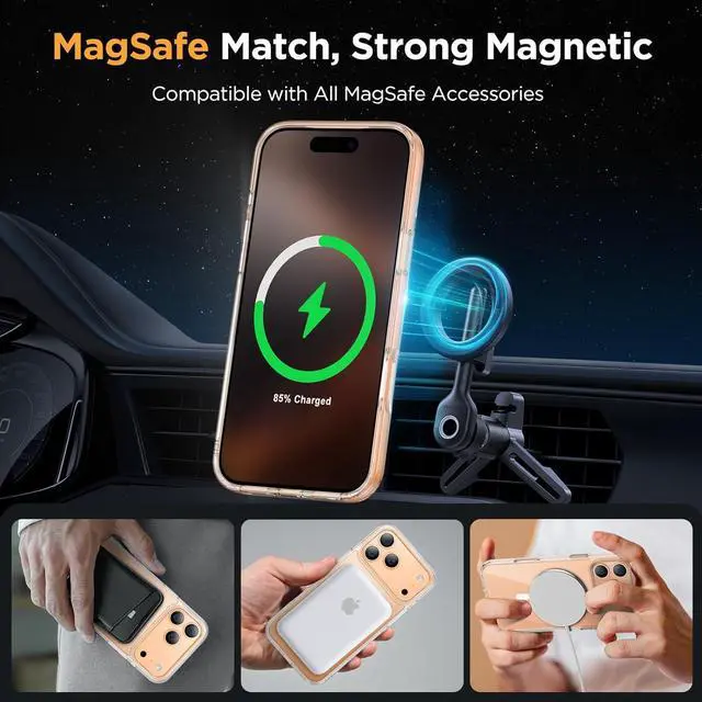 Alt view image 4 of 7 - Magnetic for iPhone 17 Pro Max Case with Screen Protector [Compatible with MagSafe] Slim Thin Phone Case Military-Grade Protected for 17 ProMax Cover Bumper 6.9 Clear