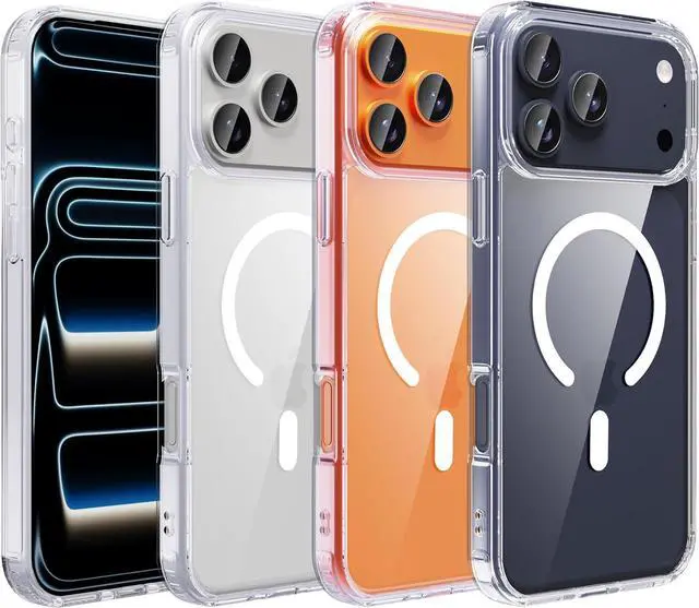 Alt view image 2 of 7 - Anti-Yellowing Magnetic for iPhone 17 Pro Max Case with 1 Screen Protector [Mil-Grade Drop Protection] [Compatible with Magsafe] Shockproof Slim Transparent Protective Phone Case Clear