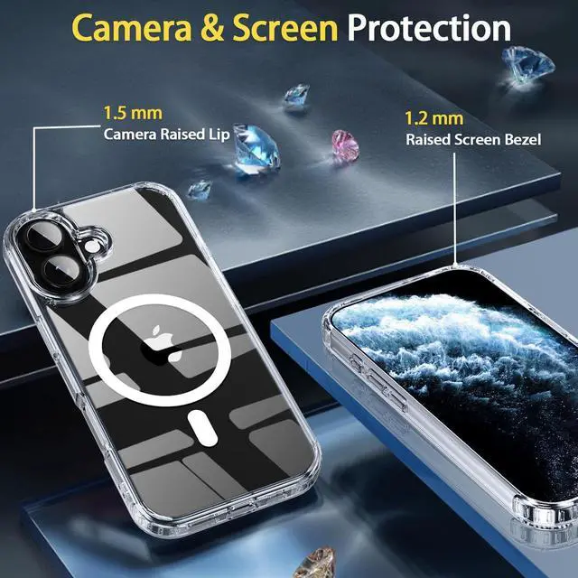 Alt view image 3 of 7 - Anti-Yellowing Magnetic for iPhone 17 Pro Max Case with 1 Screen Protector [Mil-Grade Drop Protection] [Compatible with Magsafe] Shockproof Slim Transparent Protective Phone Case Clear