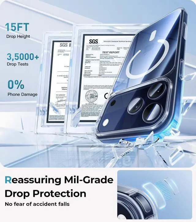 Alt view image 6 of 7 - Magnetic for iPhone 17 Pro Max Case Crystal Clear - Compatible with Mag Safe 17 Pro Max Case Camera Control Anti-Yellowing Transparent Military Shockproof Phone Cover for iPhone 17Pro Max