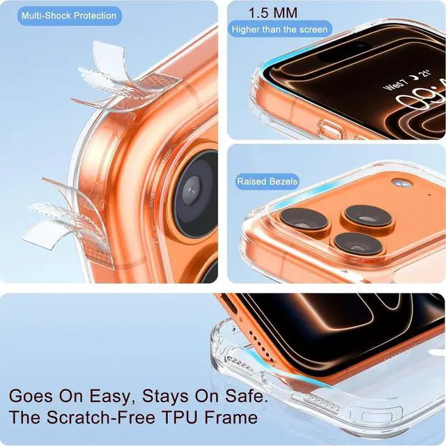 Alt view image 3 of 5 - for iPhone 17 Pro Max Case Clear [Not-Yellowing] with Military-Grade Drop Protection Shockproof Hybrid Protective Cover for  iPhone 17 6.9 inch 5G 2025  TPU + PC Slim Transparent Case