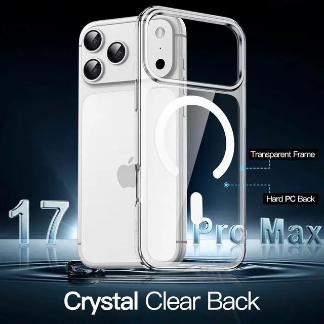 Alt view image 3 of 6 - Magnetic Case for iPhone 17 Pro Max 6.9-Inch Compatible with MagSafe Shockproof Phone Bumper Cover Anti-Scratch Clear Back (Clear)