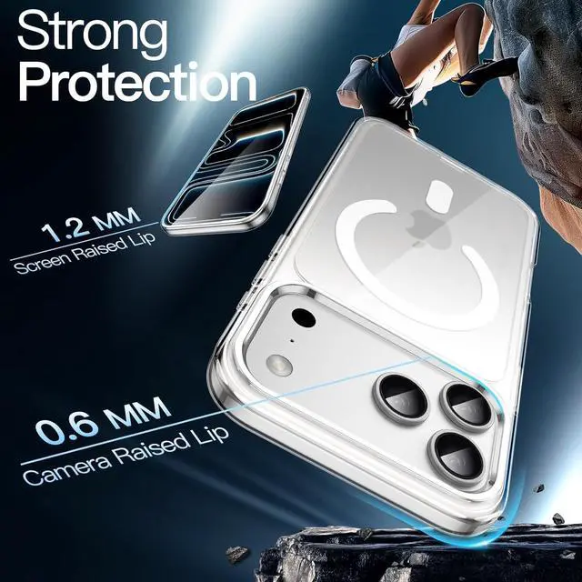 Alt view image 5 of 6 - Magnetic Case for iPhone 17 Pro Max 6.9-Inch Compatible with MagSafe Shockproof Phone Bumper Cover Anti-Scratch Clear Back (Clear)