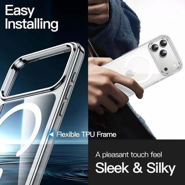 Alt view image 6 of 6 - Magnetic Case for iPhone 17 Pro Max 6.9-Inch Compatible with MagSafe Shockproof Phone Bumper Cover Anti-Scratch Clear Back (Clear)